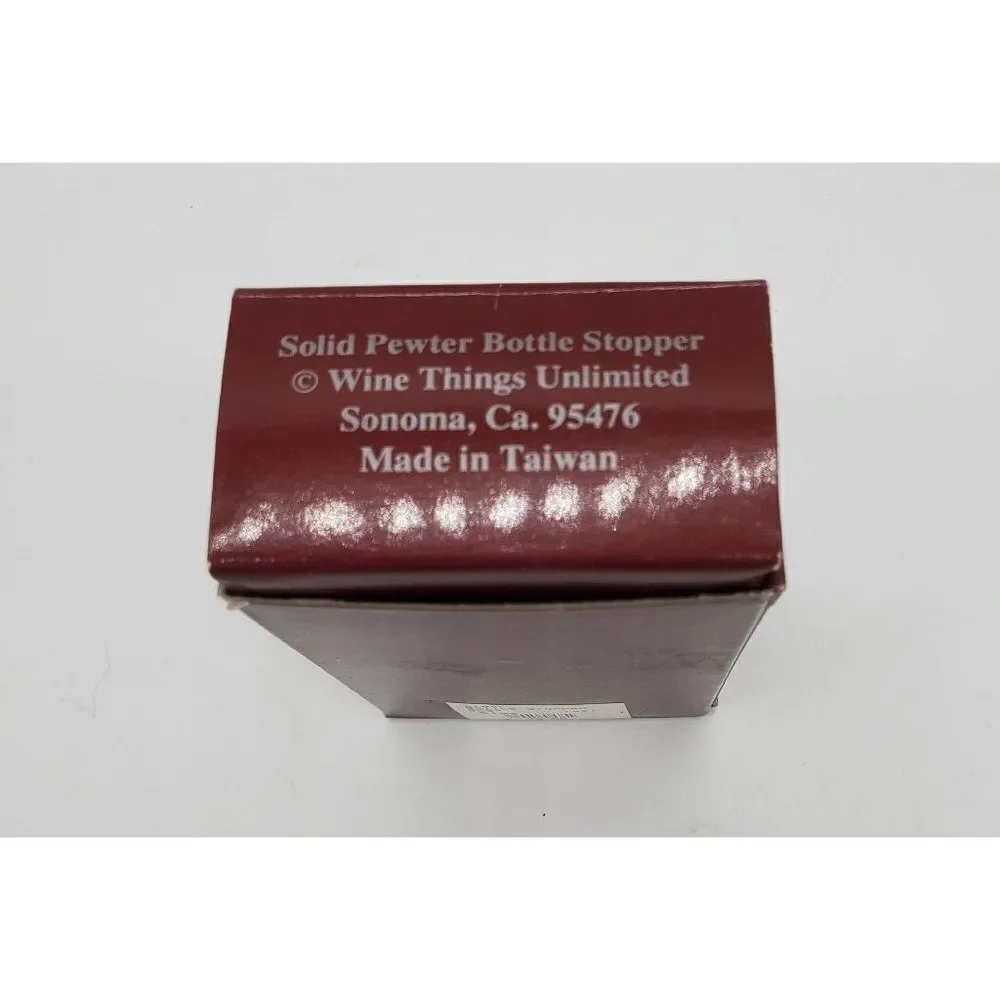 Cheese & Wine Bottle Stopper Wine Things Unlimited Hand Painted Pewter Chain - Picture 6 of 7